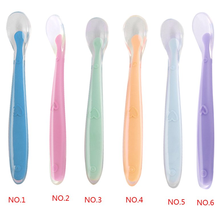 Silicone Baby Feeding Spoons Utensils Set Children Food Baby Feeding Tools  Candy Color Baby Spoon Adorable