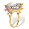 thumbnail image 5 of PalmBeach Jewelry Cushion-Cut Cubic Zirconia Butterfly or Flower Cocktail Ring 9.80 TCW Gold-Plated or Platinum-Plated, 5 of 7
