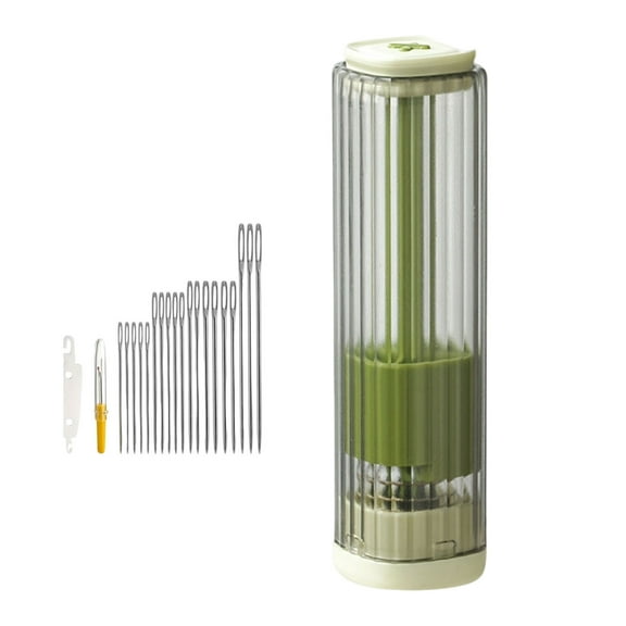 2025 New Sewing Needle Case, Hand Sewing Needle Sewing Tool Set Threader Unthreader Tool, Upgrade Multi-Purpose Large-Eye Stitching Needle and Thread Kit for Leather,Green