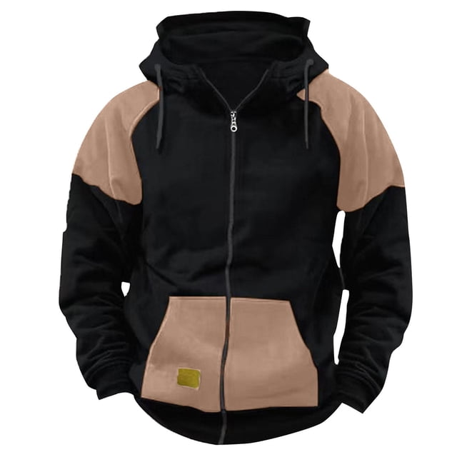 pstuiky camisetas de manga larga para hombre, Sudadera informal con cremallera y retazos para hombre, ropa de trabajo a la moda, sudadera con capucha, blusa deportiva para entrenamiento xxl