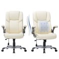 thumbnail image 3 of MALOL High-Back Executive Office Chair – Ergonomic Leather Desk Chair with Flip-Up Arms, Adjustable Tilt, and Swivel Rolling Design for Home & Office, Ivory, 3 of 19