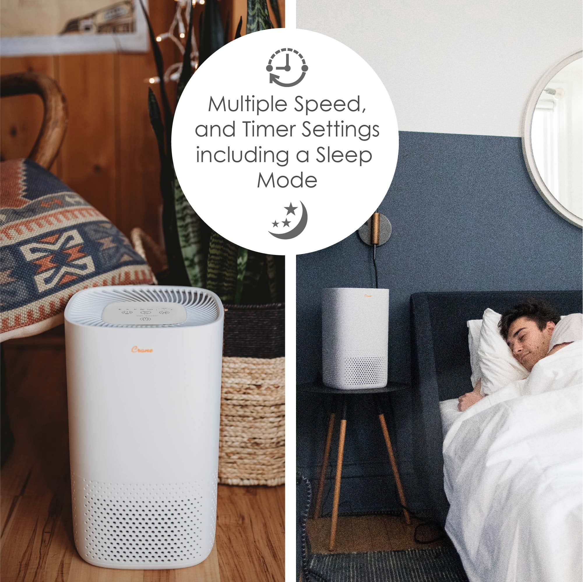 Crane Air Purifier with True HEPA Filter – Quiet, Compact, and Powerful Air Cleaning for Home, Bedroom, and Office, EE-5067