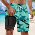 thumbnail image 2 of IWRICH Men's Swim Trunks with Compression Liner Bathing Suit Quick Dry Stretch Drawstring Shark Printed 2-in-1 Shorts with Pockets 05-Light Green XXXL, 2 of 4