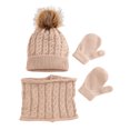thumbnail image 2 of Jumpingount Conjunto de gorro y bufanda de punto térmico * Bobble Hat Faux Printing Warm Winter Color sólido Conjuntos de accesorios de lana Sombreros Caqui Jumpingount AP012884-03, 2 of 6