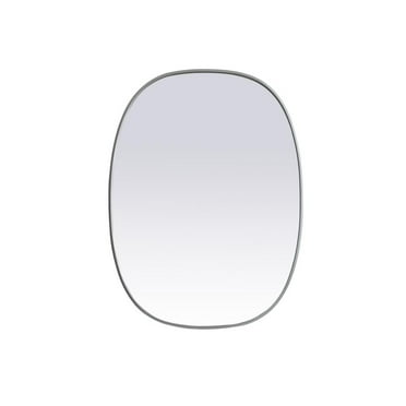 Elegant Decor Metal Frame Oval Mirror 30x40 Inch in Silver