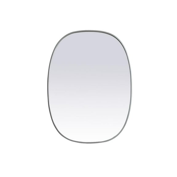 Elegant Decor Metal Frame Oval Mirror 30x40 Inch in Silver