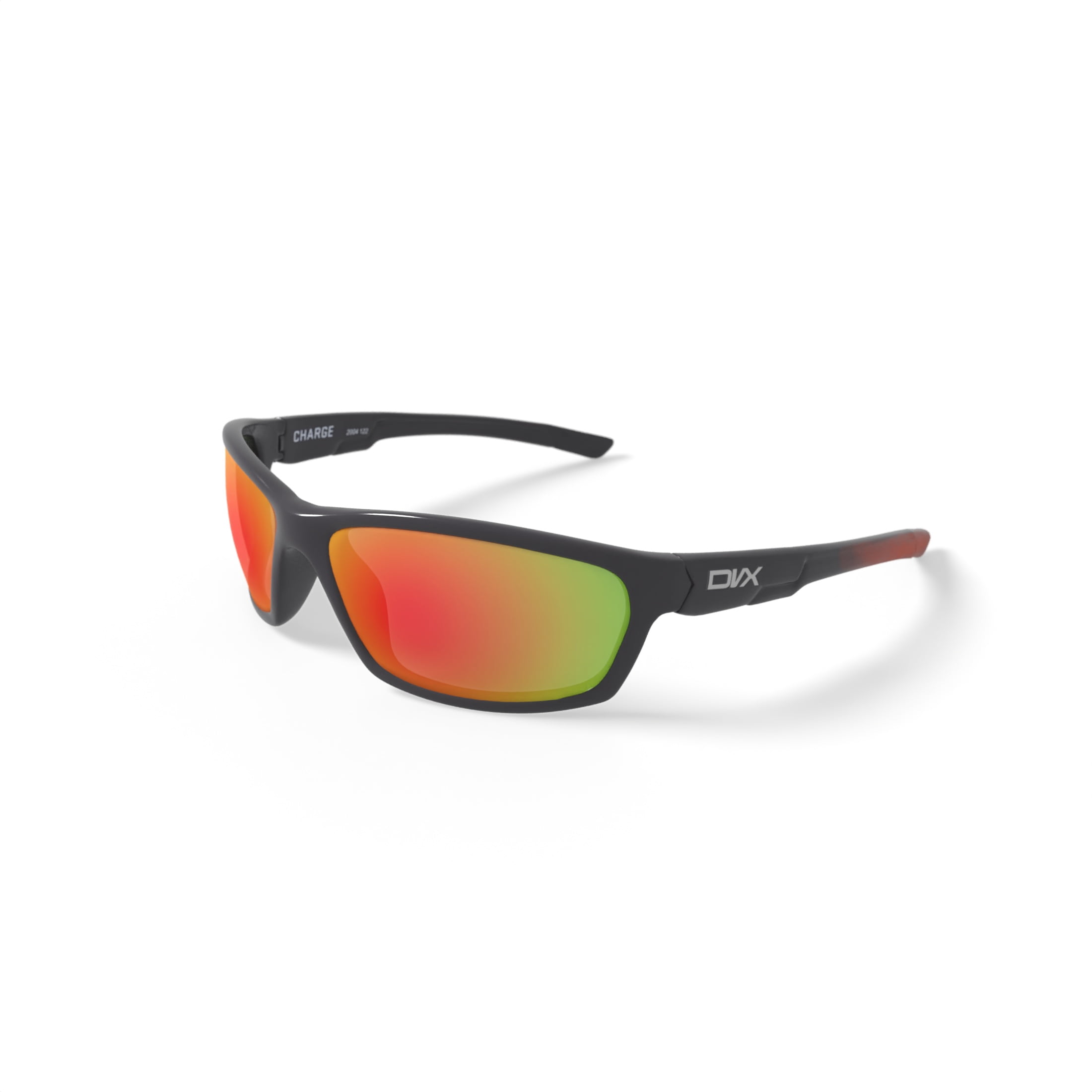 DVX Charge Optical Prescription Sunglasses, Orange Mirror Lenses/Gloss Black Frame with Orange Tips, OSHA Compliant ANSI Z87.1