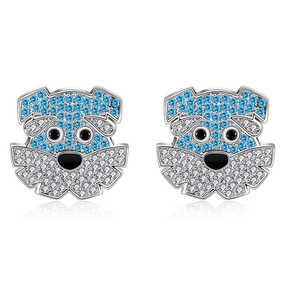 Buddy Schnauzer Dog Stud Earrings for Women Sterling Silver Cz Ginger Lyne Collection