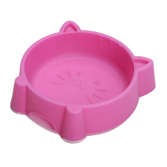 HEVIRGO Cat Face Pet Bowl Anti Slid Solid Color Dog Puppy Kitten Food Water Feeder Pink Plastic