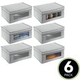 thumbnail image 2 of mDesign Fabric Stackable Slim Storage Organizer Box, 6 Pack - Cream/Dark Brown, 2 of 9