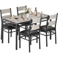 thumbnail image 1 of Compact 4-Person Dining Set,  Table & 4 Upholstered Chairs - Space-Saving for Small Kitchens, Apartments & Breakfast Nooks, Grey, 1 of 8