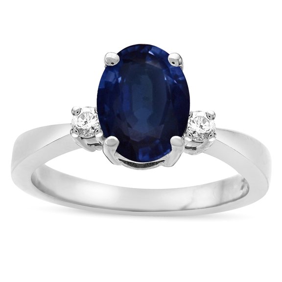 Star K � 3 Three Stone Oval Genuine Sapphire Classic Engagement Promise Ring