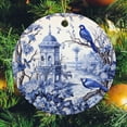 thumbnail image 2 of Christmas Ceramic Ornament Blue And White Tile With Birds And Small Flower 2024 Ornament Modern Vintage Chinoiserie Personalized Christmas Ornaments Ornament Xmas Present, 2 of 8