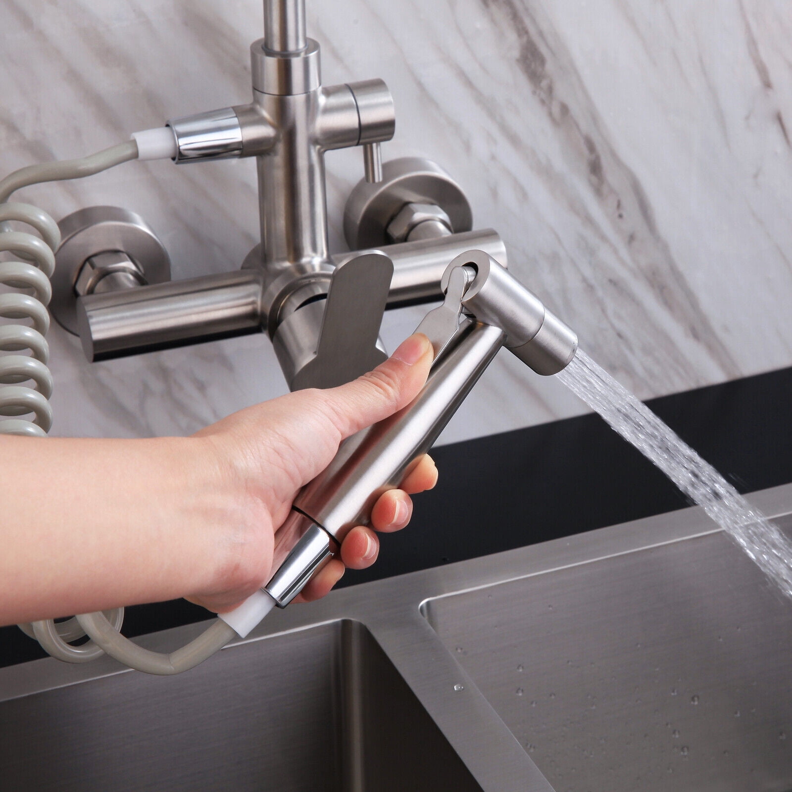 Bathroom Kitchen Tap Hot Cold Faucet Toilet Bidet Spray Douche Nozzle Wall Mixer