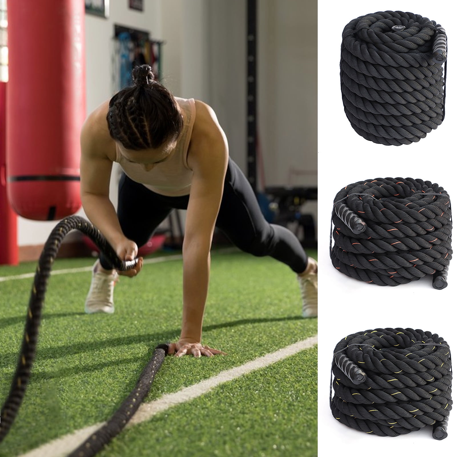 Opolski Weighted Jump Rope with Non-slip Handle Muscle Training Workout Heavy Skipping Rope Fitness Equipment Black & Yellow