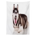 thumbnail image 3 of Ambesonne Alaskan Malamute Tablecloth Rectangular Table Cover, Funny Siberian, 60"x90", Brown Cream White, 3 of 4