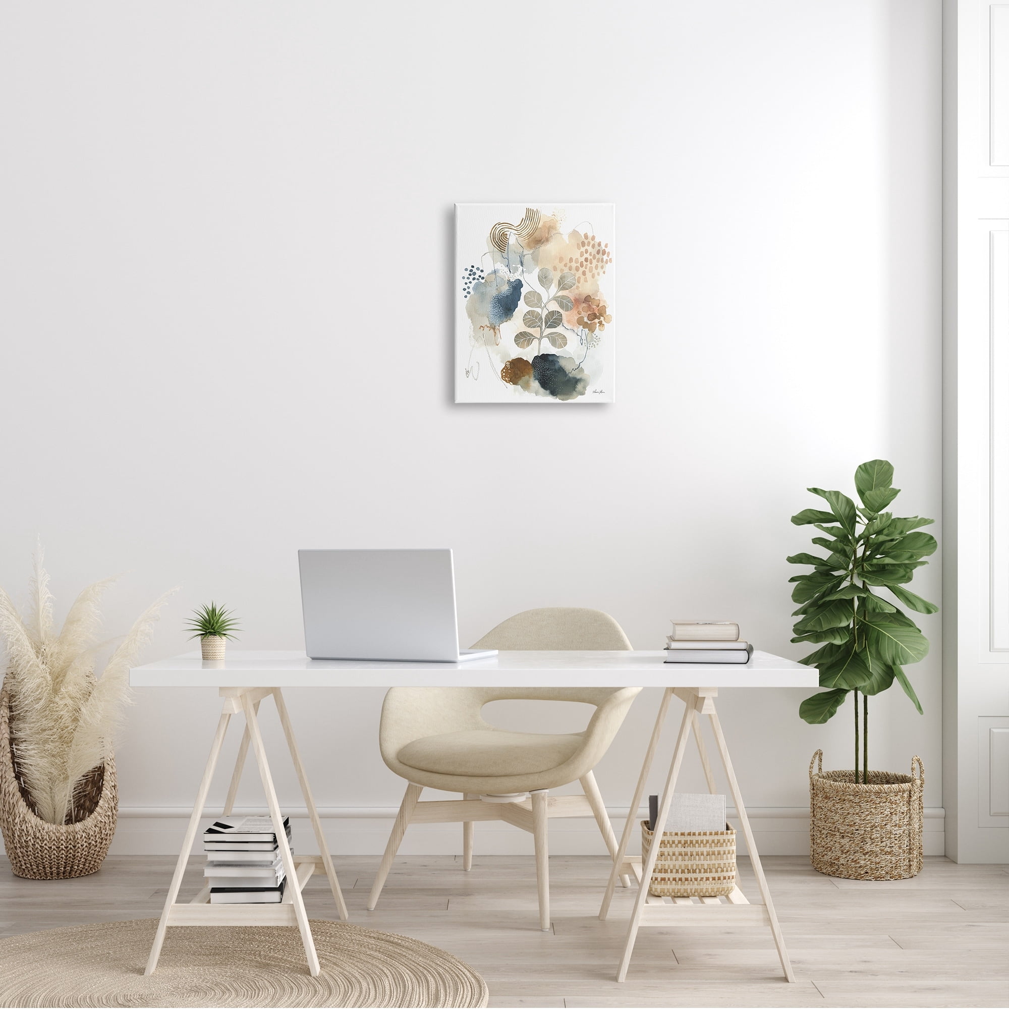 Stupell Industries Modern Abstract Botanicals Spiral Shape Collage Blue Brown, 36 x 48,Design by Laura Horn