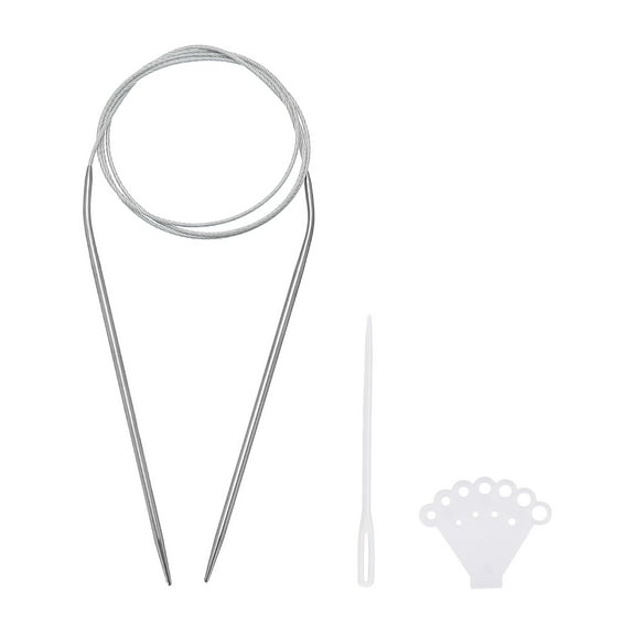 Uxcell Circular Knitting Needles Round Stainless Steel Needle 39.37 Inches 3.2mm Dia