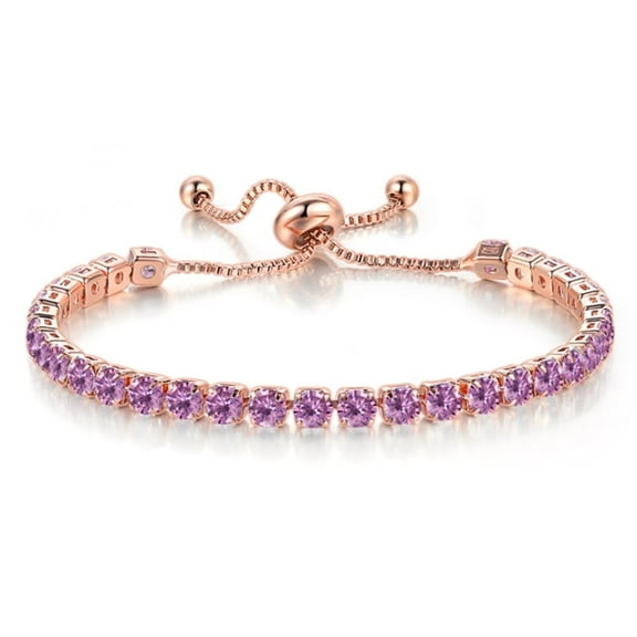 18k Rose Gold 6 Cttw Created Amethyst Round Plated Tennis Bracelet by Paris Jewelry