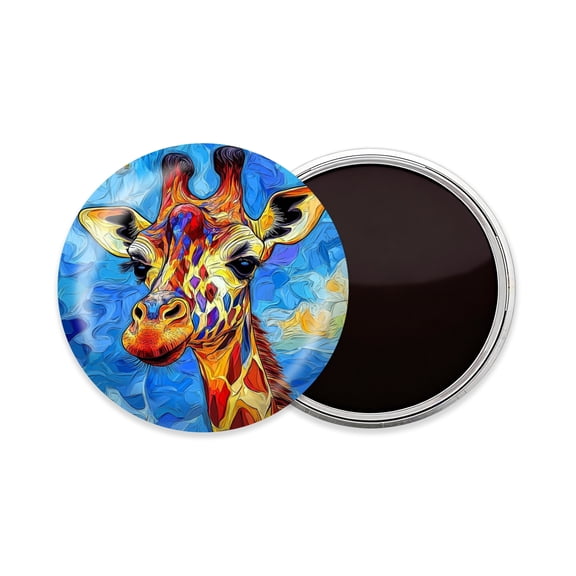 Round Fridge Magnets, 1Pcs 2.2in Cute Refrigerator Magnets Decorative for Whiteboard, Classroom, Locker, Kitchen, Birthday Gifts - Pop - Art - Style Giraffe Art
