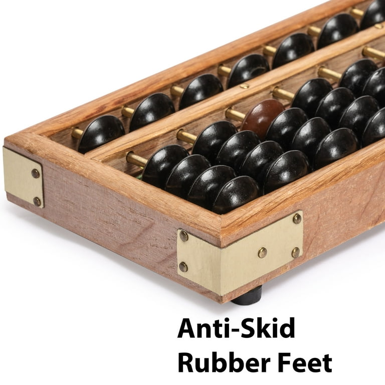 17 Column Wooden Soroban Abacus - Professional Calculator With Reset Button 13.86 Inch