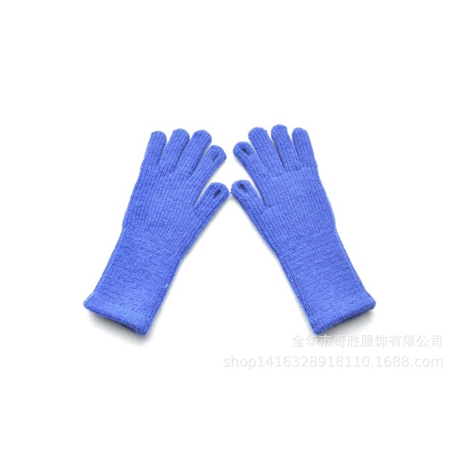 Guantes de invierno de punto de cinco dedos con puños extra largos y forro de terciopelo de jacquard para niñas coreanas
