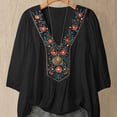 thumbnail image 6 of Black Shirts for Womens 3/4 Sleeve Fall Slim Fit Basic Shirt Layer for Office, 6 of 6