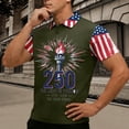 thumbnail image 2 of IWRICH 250TH Anniversary Polo Shirt for Men 250YEARS USA Flag Graphic Tee Short Sleeve Summer Tops Army Green L, 2 of 4