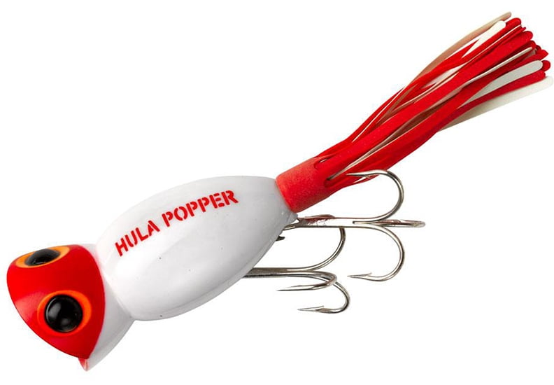 Arbogast Hula Popper 3/8 oz Fishing Lure White/Red Head