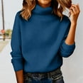 thumbnail image 2 of Comdrip Chandails Confortables pour Femmes Chandails Surdimensionnés Confortables en Tricot Col Rond Automne Chandail Tendance Tenues d'Automne Chandail Col Roulé Femmes, Marine P, 2 of 5