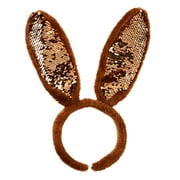 Way To Celebrate Easter Bunny Plush Headband With Sequins, Gold
