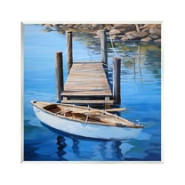 Stupell Industries Boat & Dock Painting Landscape Painting Unframed Art Print Wall Art, 12 x 12
