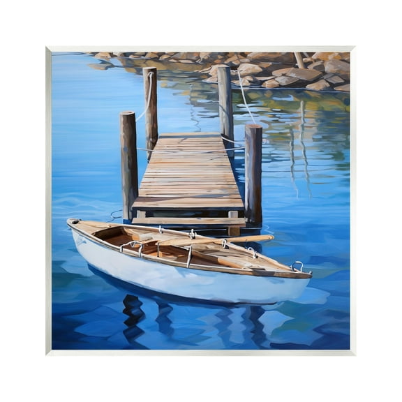 Stupell Industries Boat & Dock Painting Landscape Painting Unframed Art Print Wall Art, 12 x 12