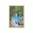 thumbnail image 1 of Waterfall Wall Art with Frame, Image of Waterfall by the Rocks in Forest Secret Paradise, Printed Fabric Poster for Bathroom Living Room, 23" x 35", Green Blue and Brown, by Ambesonne, 1 of 2