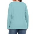 thumbnail image 4 of Qwertyu Women's Plus Size Long Sleeve T-Shirt Casual Loose Cotton Shirts Scoop-Neck Basic Tops for Women Sky Blue 4XL, 4 of 8