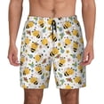 thumbnail image 3 of Uemuo Bee and Flowers Pattern Mens Swim Trunks Quick Dry Board Shorts with Mesh Lining, Stretch Beach Shorts Quick Dry No-Chafing Board Shorts-X-Large, 3 of 9