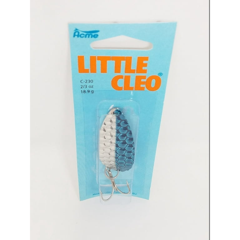 Acme Little Cleo Fishing Lure Spoon Hammered Chrome Blue 2/3 oz.
