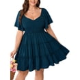 thumbnail image 1 of Minivestido casual SHESTARR con escote en forma de corazón, talla grande, 1 of 7