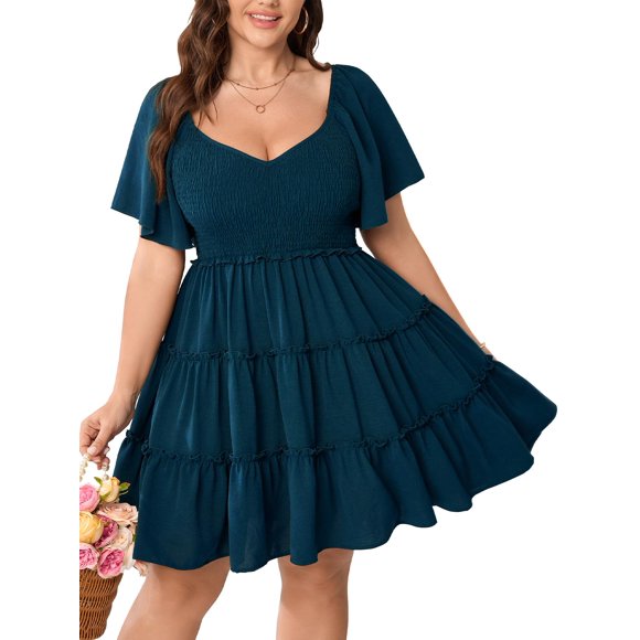 Minivestido casual SHESTARR con escote en forma de corazón, talla grande