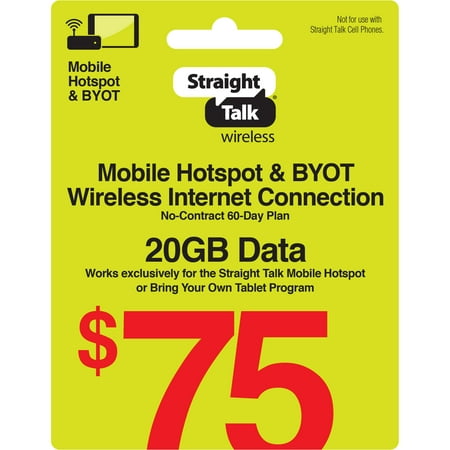 Straight Talk $75 Mobile Hotspot 20GB of Data 60-Day Plan Direct Top Up
