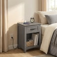 thumbnail image 2 of LEDREM Set of 2 Farmhouse Nightstands with Charging Station, Side Tables with Drawer and Open Shelf for Bedroom, Misty Gray, 2 of 6