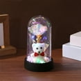 thumbnail image 6 of Kumdkd LED Rose Bear Night Light, Blue Preserved Flower and Bear with Bow in Glass Dome, Valentine's Day Gift Ornament, Romantic Decoration with Soft Glow, 6.1x3.35in, 6 of 6