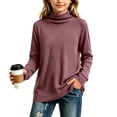 thumbnail image 5 of LUGOGNE Girls Tshirt Turtleneck Long Sleeve Thermal Undershirt Soft Comfortable Fall Winter Basic Tops Red,5-6 Years, 5 of 6