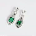 thumbnail image 3 of Vintage Green Nano Emerald Earrings for Women Dainty Green Dangle Earrings 925 Sterling Silver Simulated Diamond Drop Earrings Emerald Cut CZ Long Earrings for Women Elegant, 3 of 7