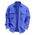 thumbnail image 4 of LISTHA Men's Casual Flap Pocket Button Front Long Sleeve Jackets Blue XL, 4 of 6