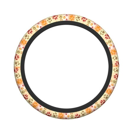 XMXY Car Steering Wheel Cover, Fun Dog Paw Print Non-Slip Jeep Truck Universal Elastic Steering Wheel Protector 15 inch