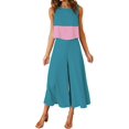 thumbnail image 1 of Roylamp Women's Summer 2 Piece Outfits Round Neck Crop Basic Top Cropped Wide Leg Pants Set Jumpsuits High quality, 1 of 5