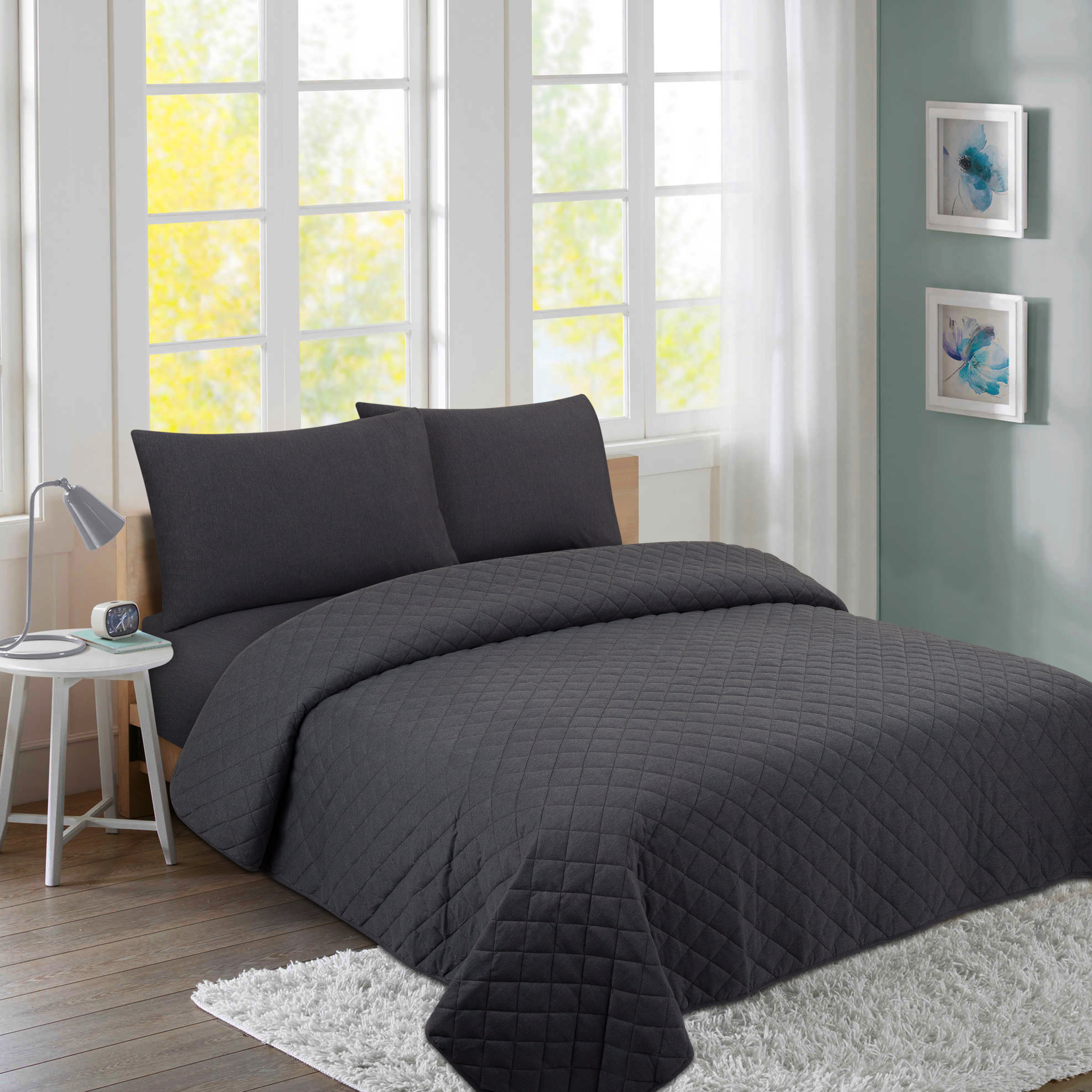 Mainstays Jersey Knit Bedding Set, 150 GSM Single Jersey, Dorm Bundle