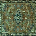 thumbnail image 1 of Ahgly Company Machine Washable Indoor Square Persian Turquoise Blue Traditional Area Rugs, 7' Square, 1 of 4