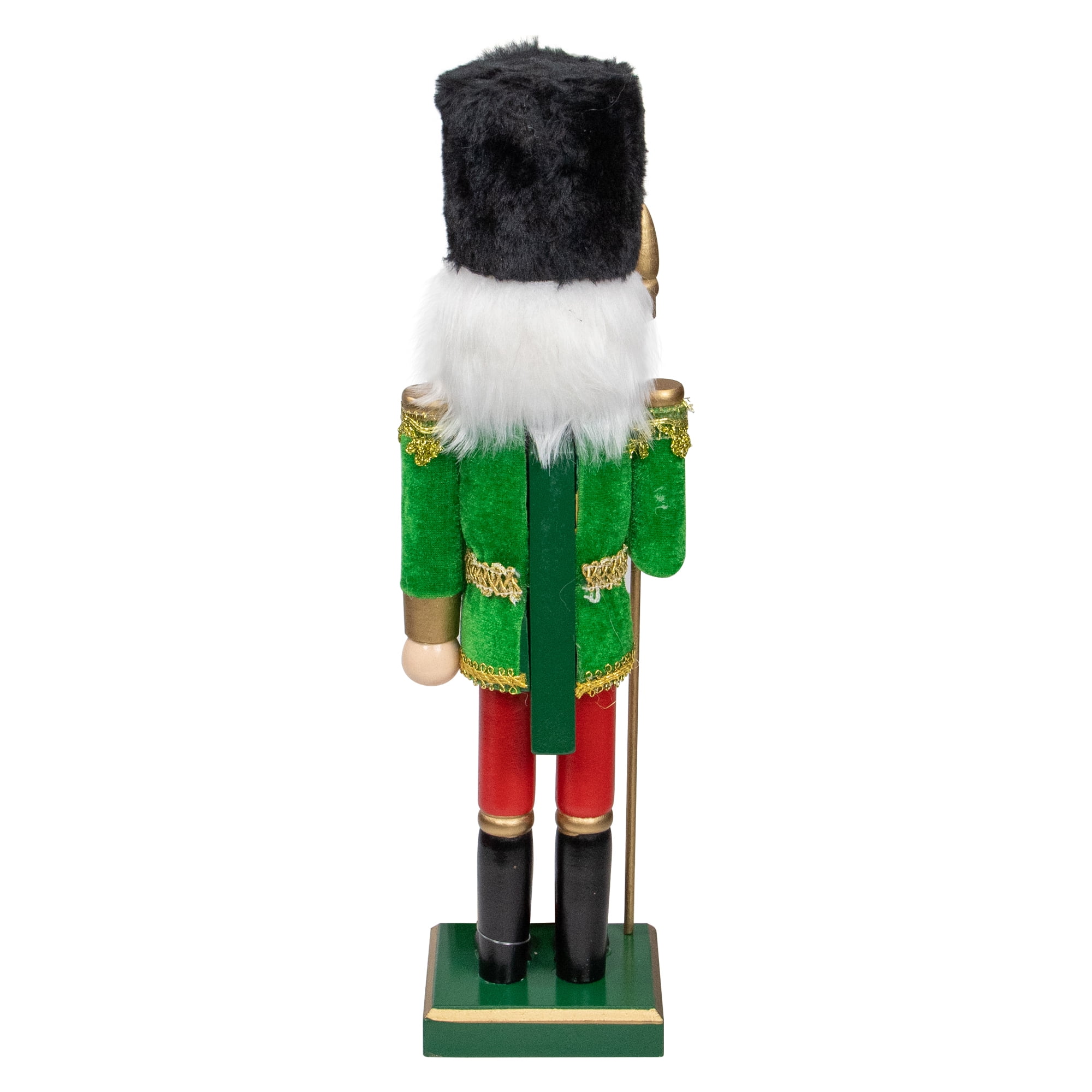 14" Decorative Wooden Green Red and Gold Christmas Nutcracker Soldier with Spear